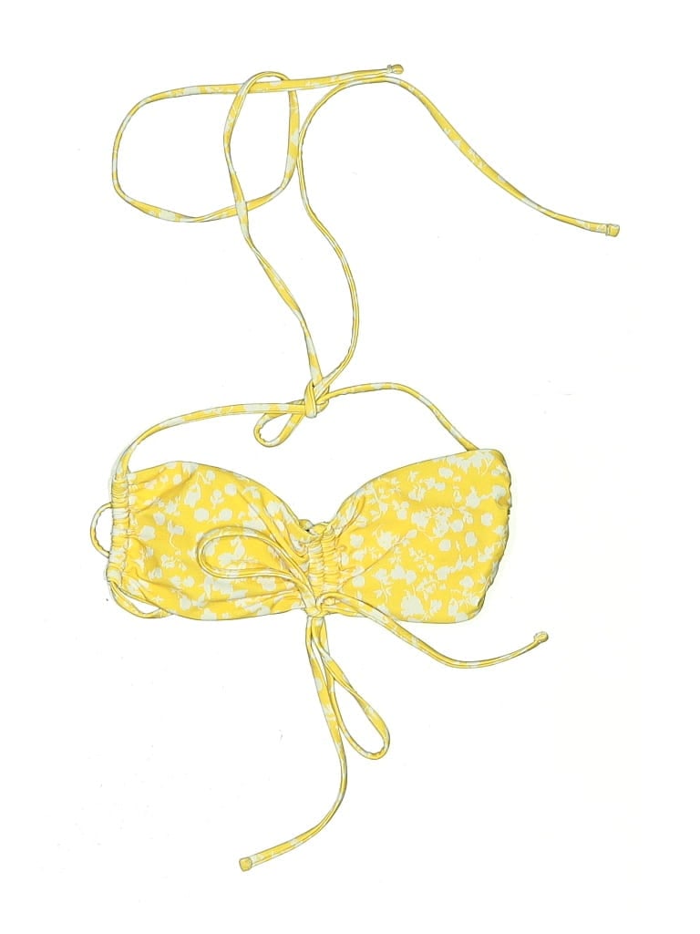 Pre-owned Zaful Swimsuit Top Yellow Tweed Pattern Swimwear