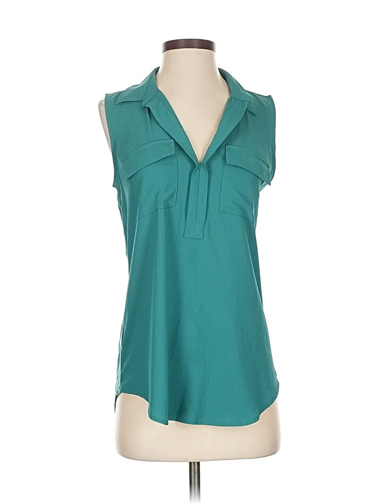 Pre-owned Ann Taylor Loft Sleeveless Blouse In Blue