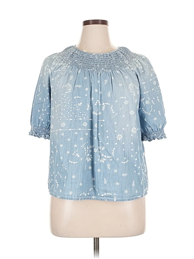 Pre-owned Sonoma Goods For Life Short Sleeve Blouse In Blue