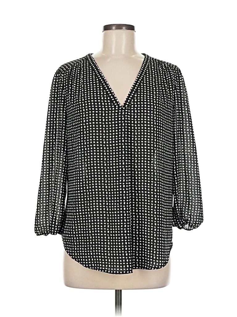 Pre-owned Monday Fun 3/4 Sleeve Blouse In Black