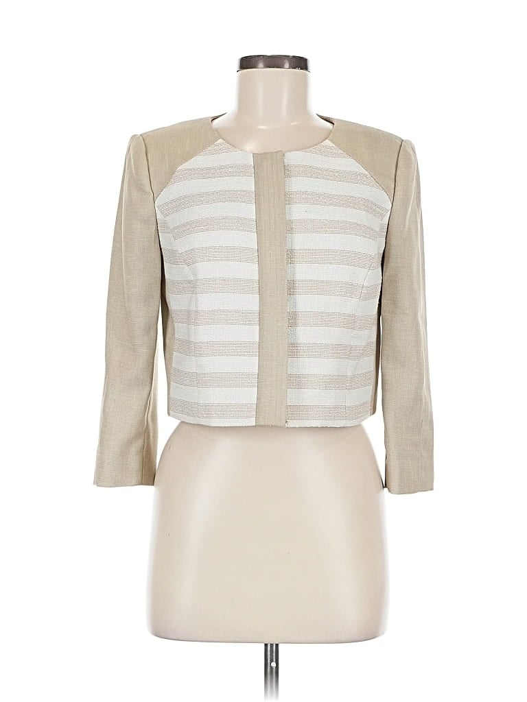 KAY UNGER Pre-owned 3/4 Sleeve Top Ivory Square Neckline Tops In White