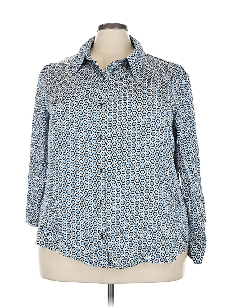 Pre-owned Assorted Brands 3/4 Sleeve Blouse In Blue