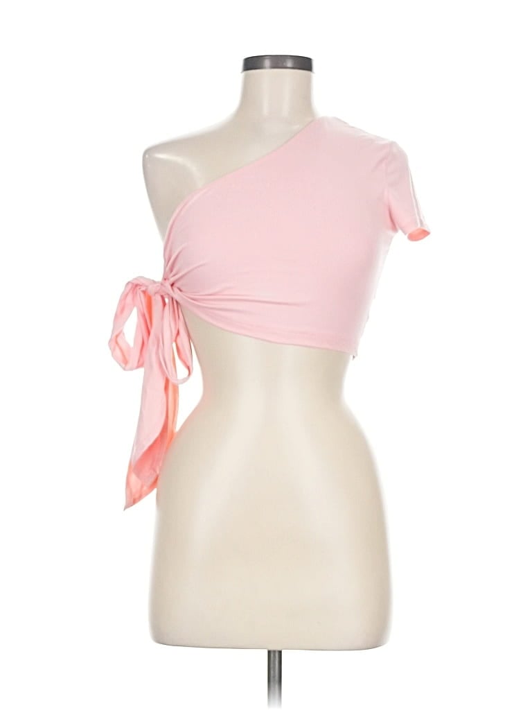 Click to view more detailed imagery on our partner's website Pre-owned Pretty Garbage Tank Top Pink One Shoulder Neckline Tops
