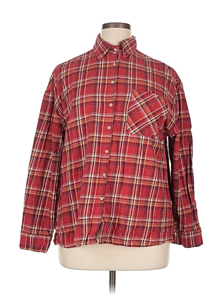 Pre-owned Petal And Pup Long Sleeve Button Down Shirt In Red