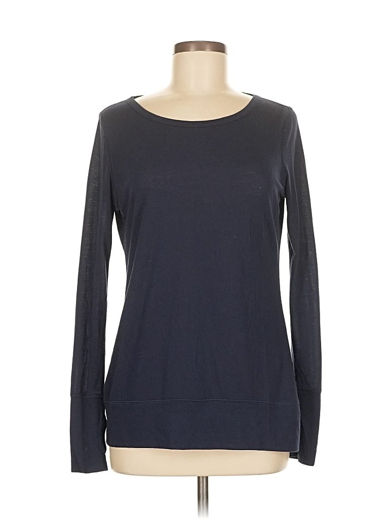 Pre-owned Gap Fit Long Sleeve Top Gray Boatneck Tops