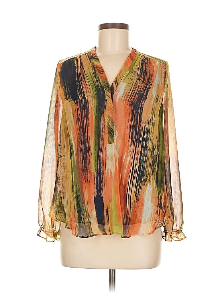 Pre-owned Simply Vera Vera Wang Long Sleeve Blouse In Gold