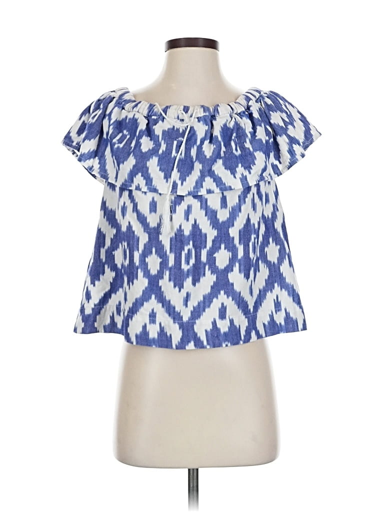 Pre-owned Madewell Short Sleeve Blouse In Blue