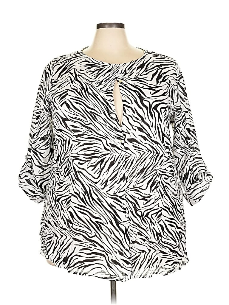 Pre-owned Cynthia Rowley Tjx 3/4 Sleeve Blouse In Silver