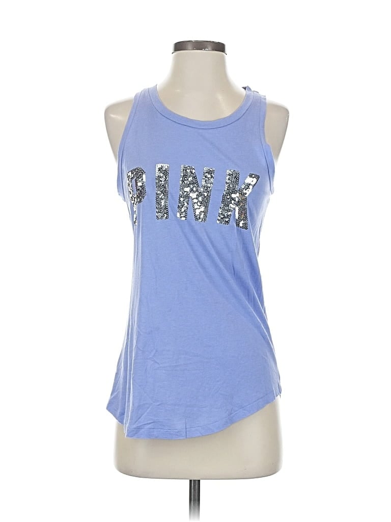 Pre-owned Victoria's Secret Pink Tank Top Blue Halter Neckline Tops