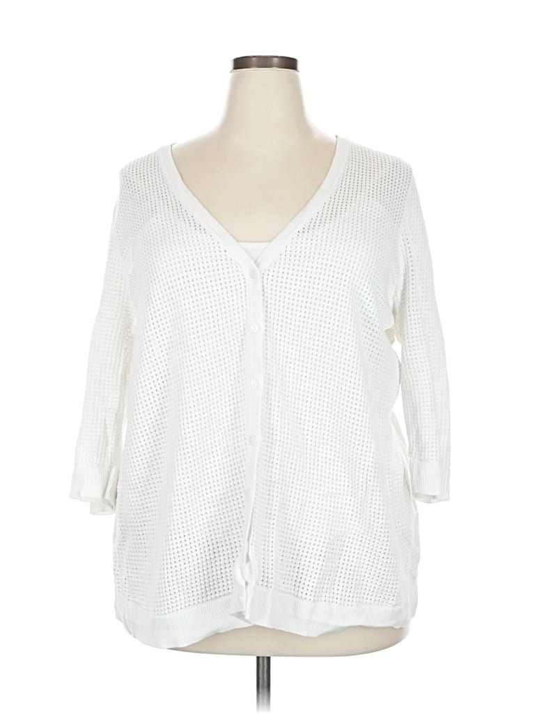 Pre-owned Catherines Cardigan Sweater In White