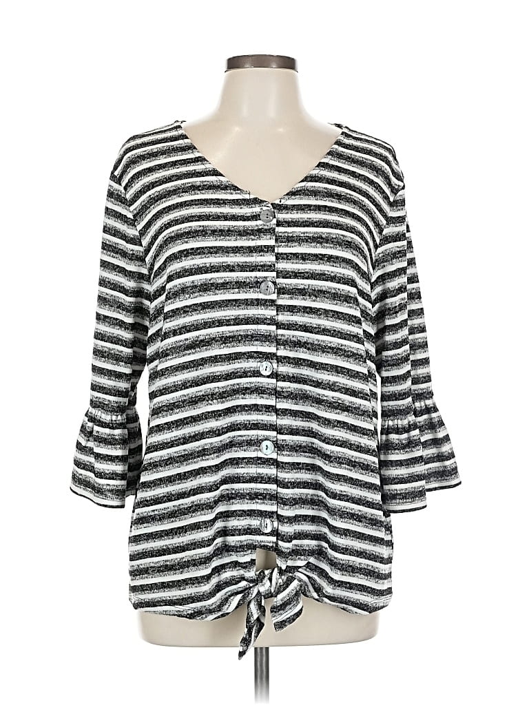 RUBY RD. Pre-owned 3/4 Sleeve Blouse In Gray