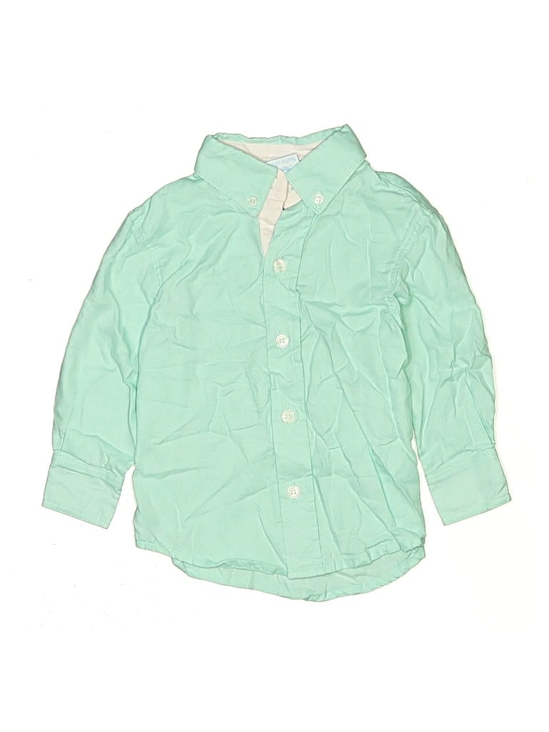 Pre-owned Bella Bliss Kids' Long Sleeve Button Down Shirt In Green