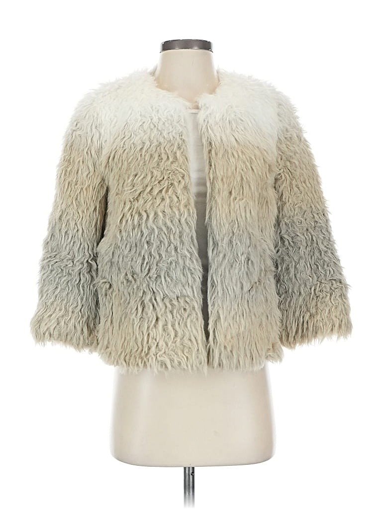Pre-owned A.n.a. A New Approach Faux Fur Jacket In White