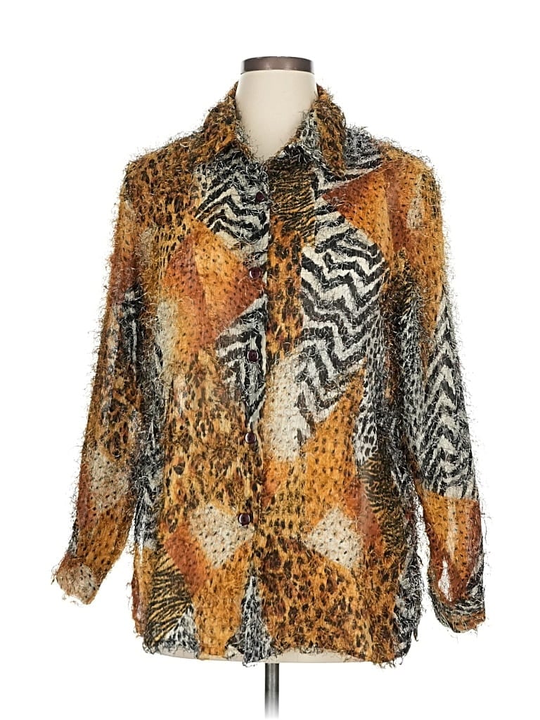 Pre-owned Ashley Stewart Long Sleeve Blouse In Gold
