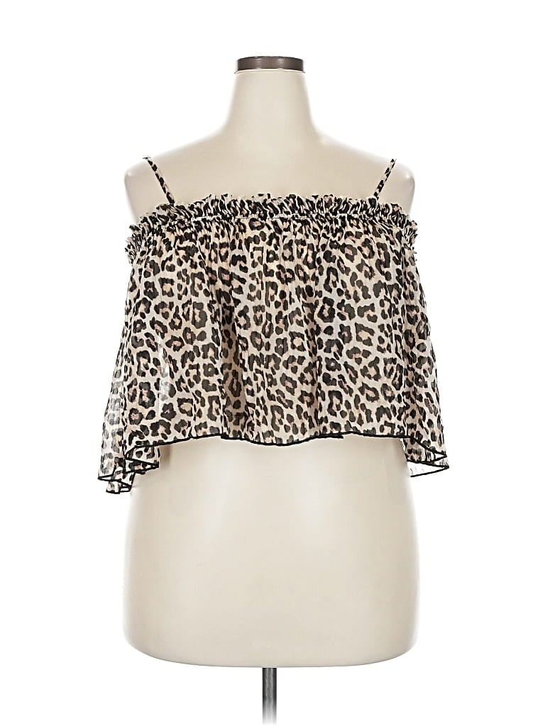 Pre-owned H&m Sleeveless Blouse In Brown