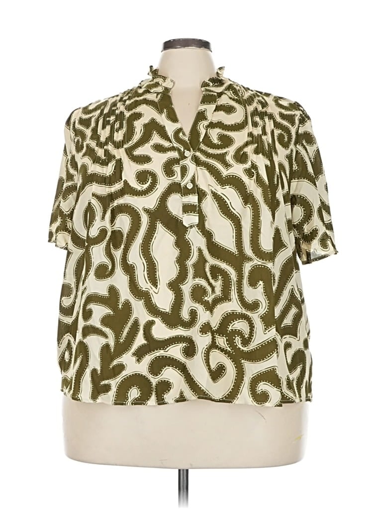 Pre-owned T Tahari Short Sleeve Blouse In Green