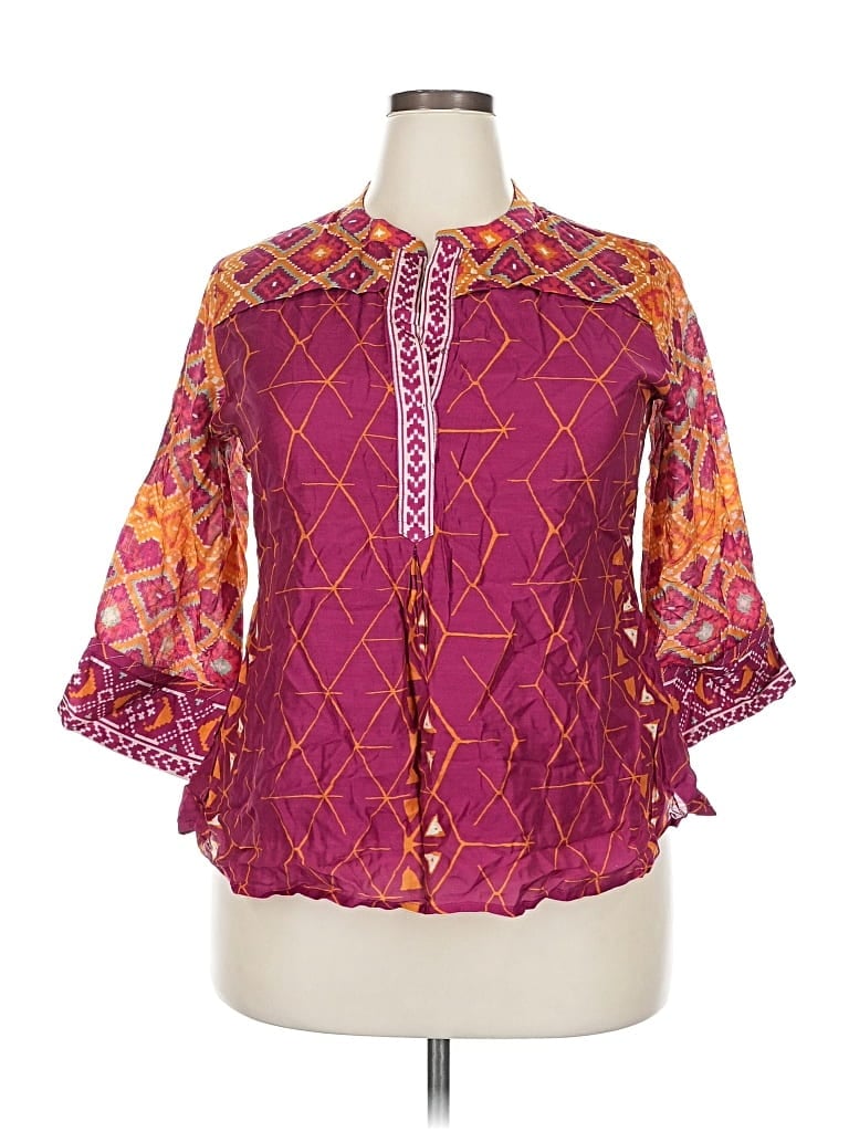 Pre-owned Assorted Brands 3/4 Sleeve Blouse In Purple