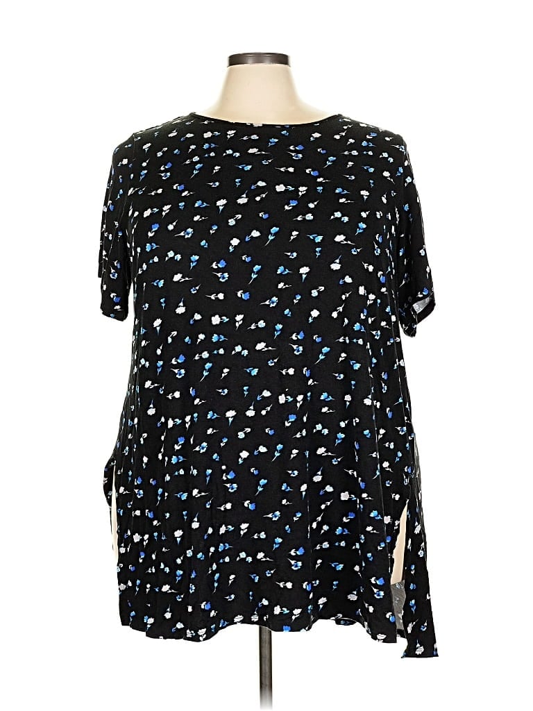 Pre-owned T Tahari Short Sleeve Blouse In Black