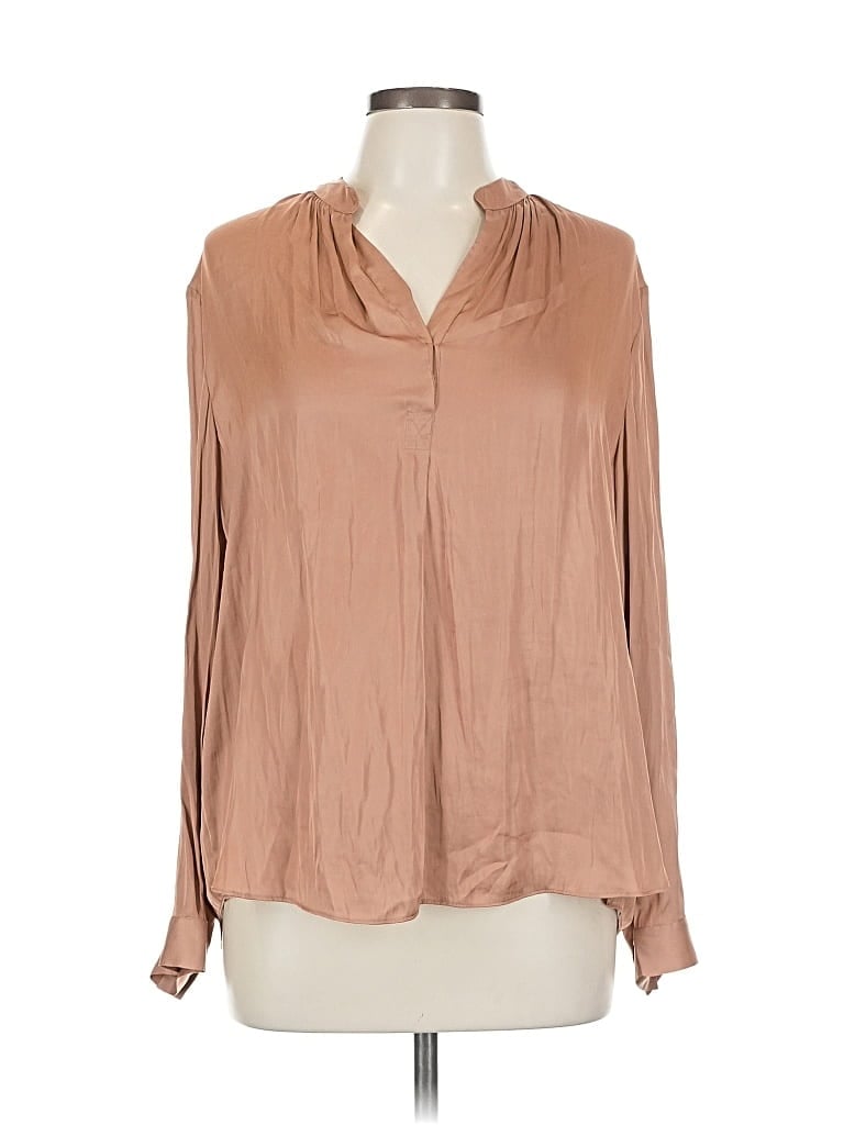 Pre-owned Nic + Zoe Long Sleeve Blouse In Brown