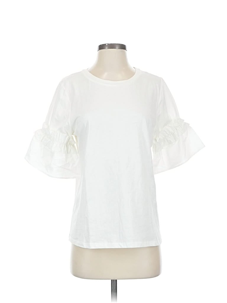 Pre-owned H&m Short Sleeve Blouse In White