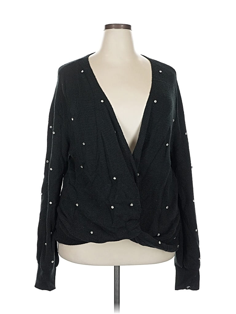 Pre-owned Inc International Concepts Cardigan Sweater In Black