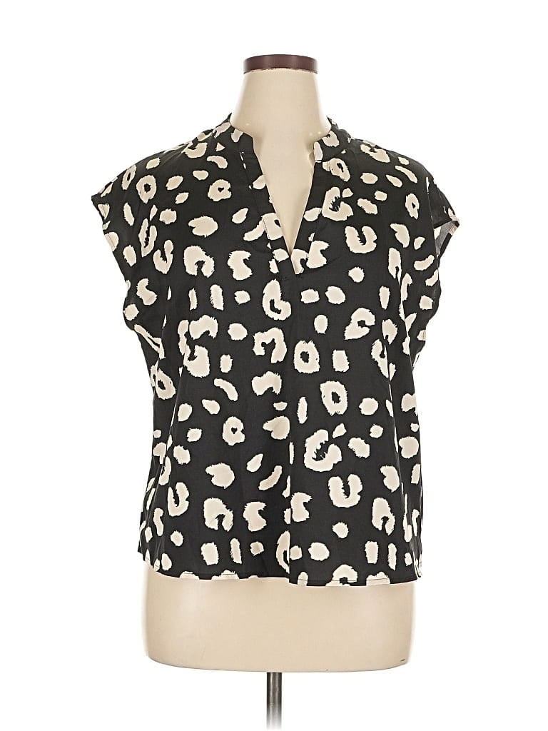 Pre-owned Shein Curve Short Sleeve Blouse In Black