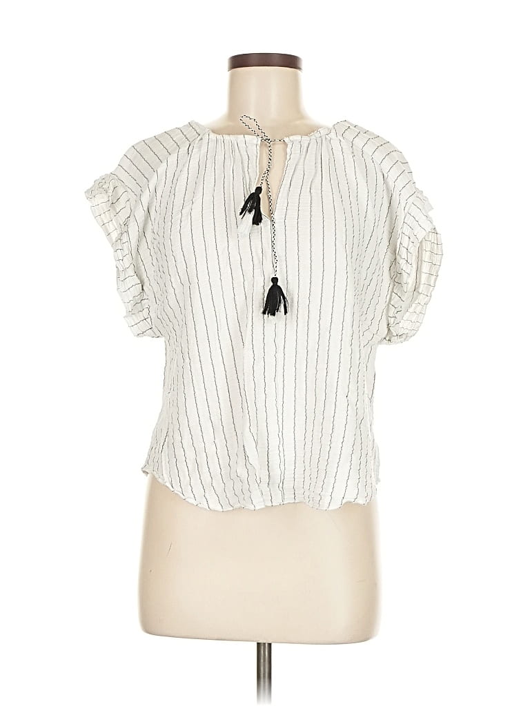 Pre-owned J By Joie Short Sleeve Blouse In White