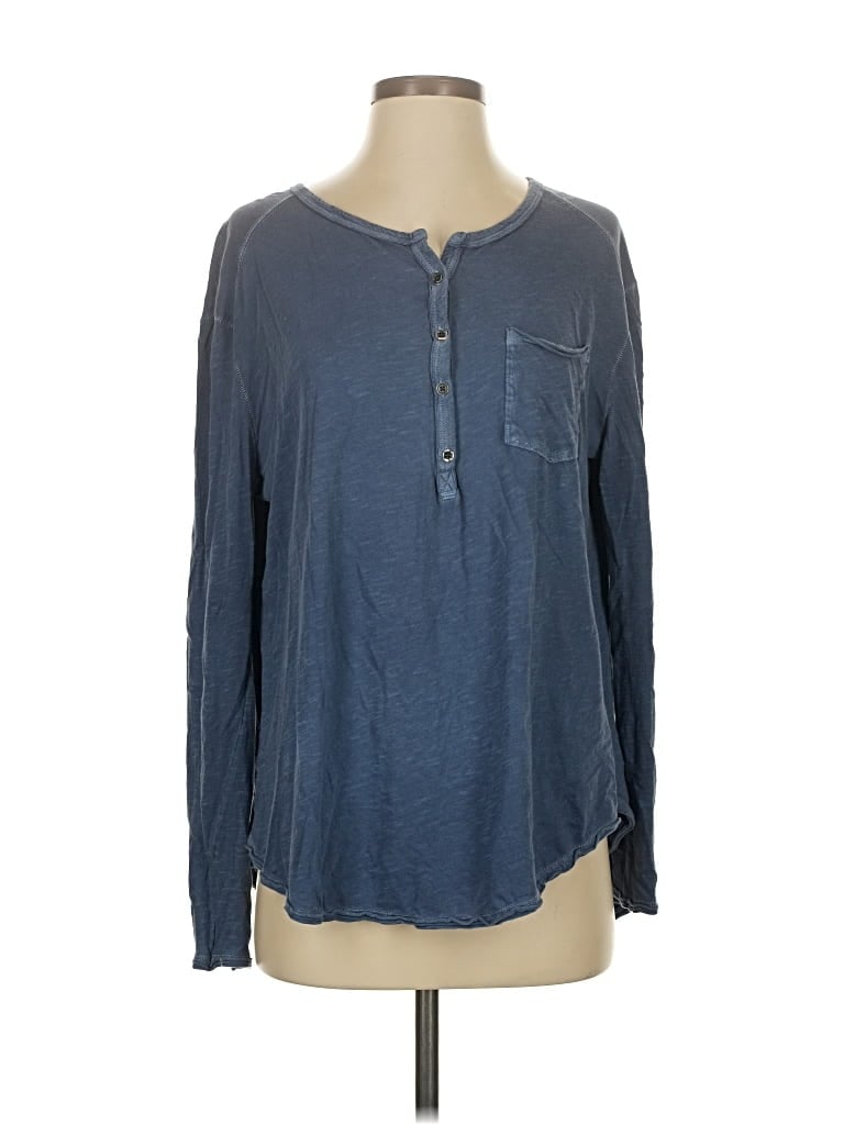 Pre-owned We The Free Long Sleeve Top Blue Crew Neck Tops