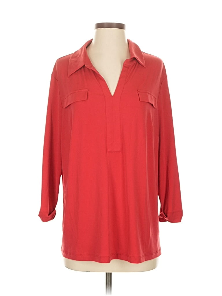 Pre-owned Doncaster Collection 3/4 Sleeve Blouse In Red