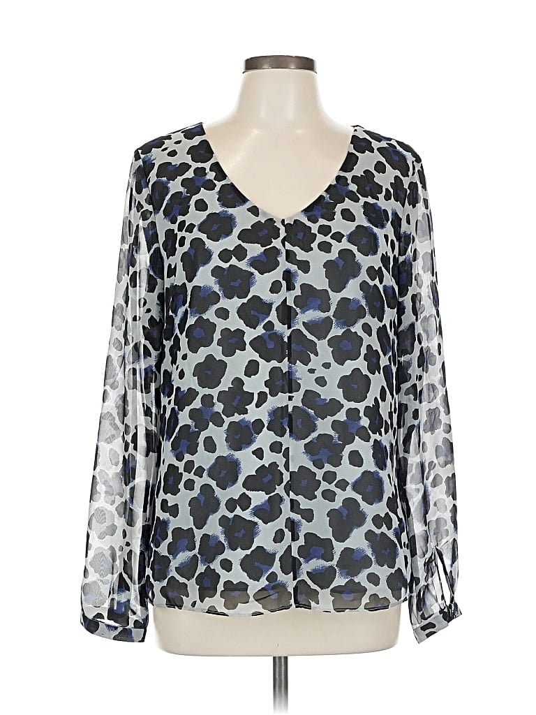 Pre-owned Banana Republic Factory Store Long Sleeve Blouse In Blue