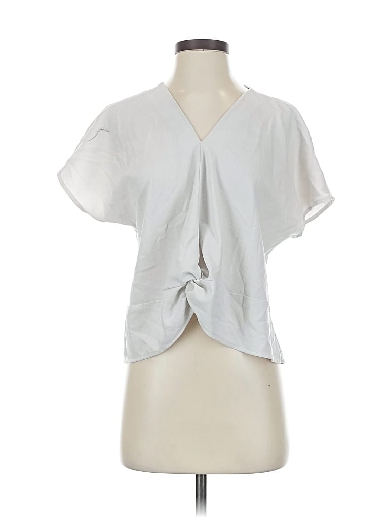 Pre-owned Ann Taylor Factory Short Sleeve Blouse In Silver