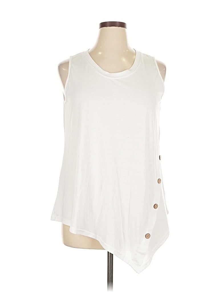 Pre-owned Unbranded Sleeveless T-shirt In White