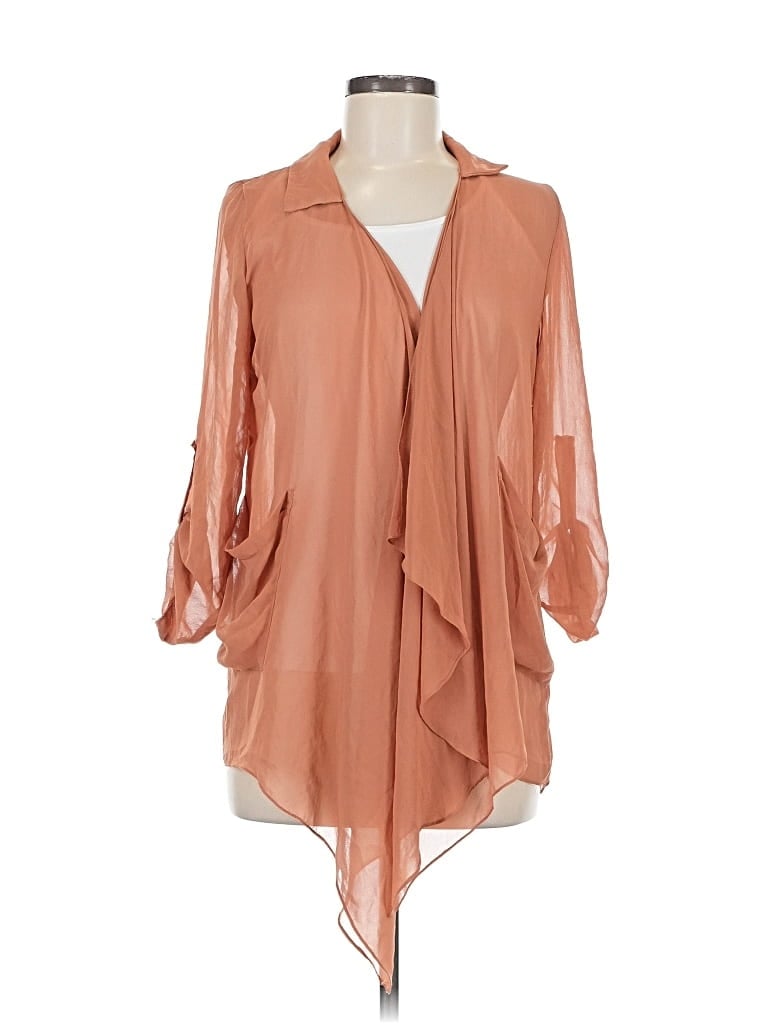 Click to view more detailed imagery on our partner's website Pre-owned Gingham & Heels 3/4 Sleeve Blouse In Orange