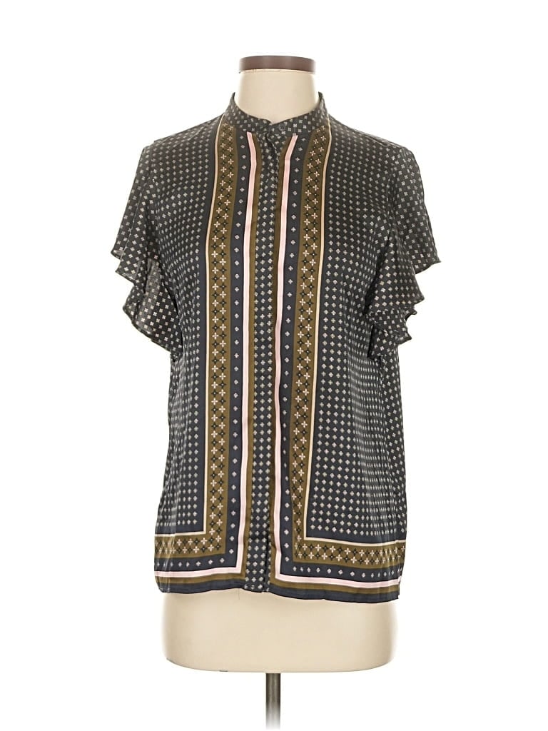 Pre-owned Ann Taylor Short Sleeve Blouse In Black