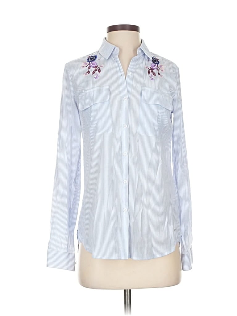 EXPRESS Pre-owned Long Sleeve Blouse In Blue