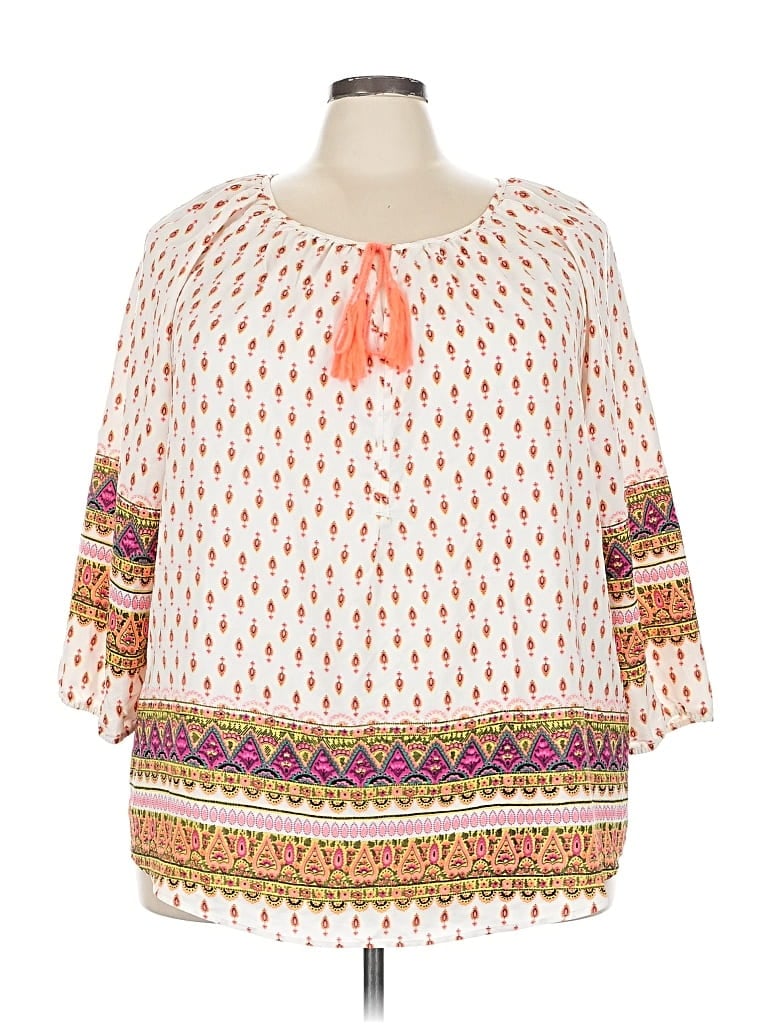 Pre-owned Moa Moa 3/4 Sleeve Blouse In White