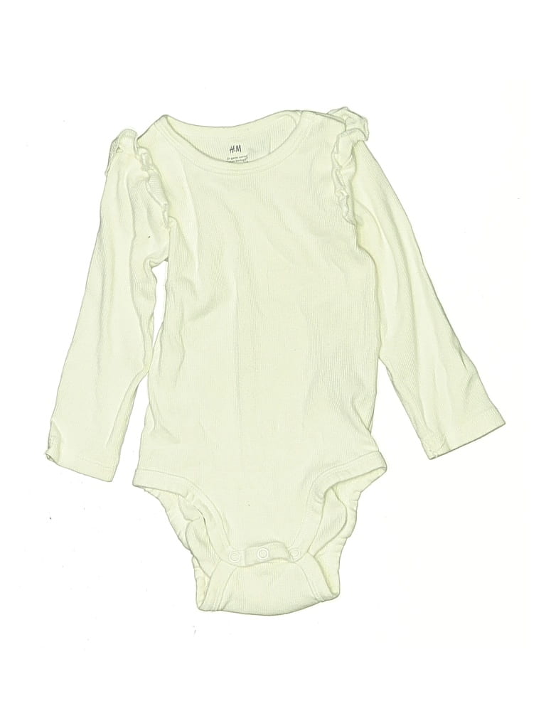 Pre-owned H&m Babies' Long Sleeve Onesie In White