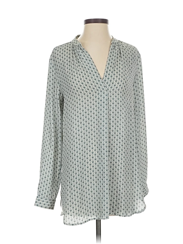 Pre-owned Ann Taylor Loft Long Sleeve Blouse In Gray