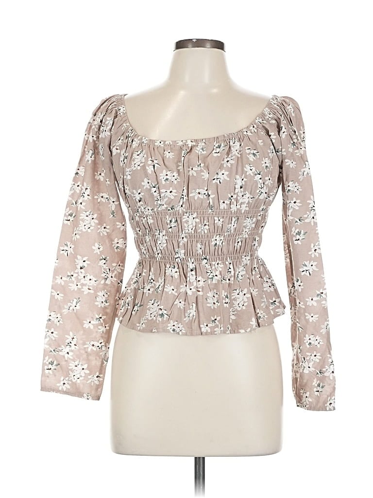 Pre-owned Paper Heart 3/4 Sleeve Blouse In Brown