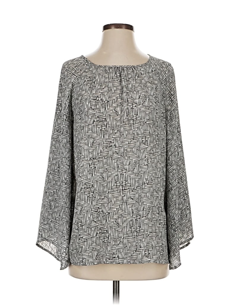 Pre-owned Fred David Long Sleeve Blouse In Gray