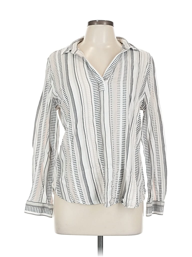 Pre-owned Ann Taylor Loft Outlet Long Sleeve Blouse In White