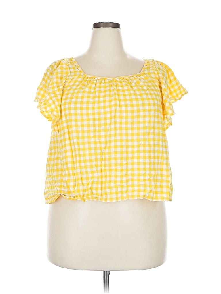 Pre-owned Old Navy Short Sleeve Top Yellow Square Neckline Tops