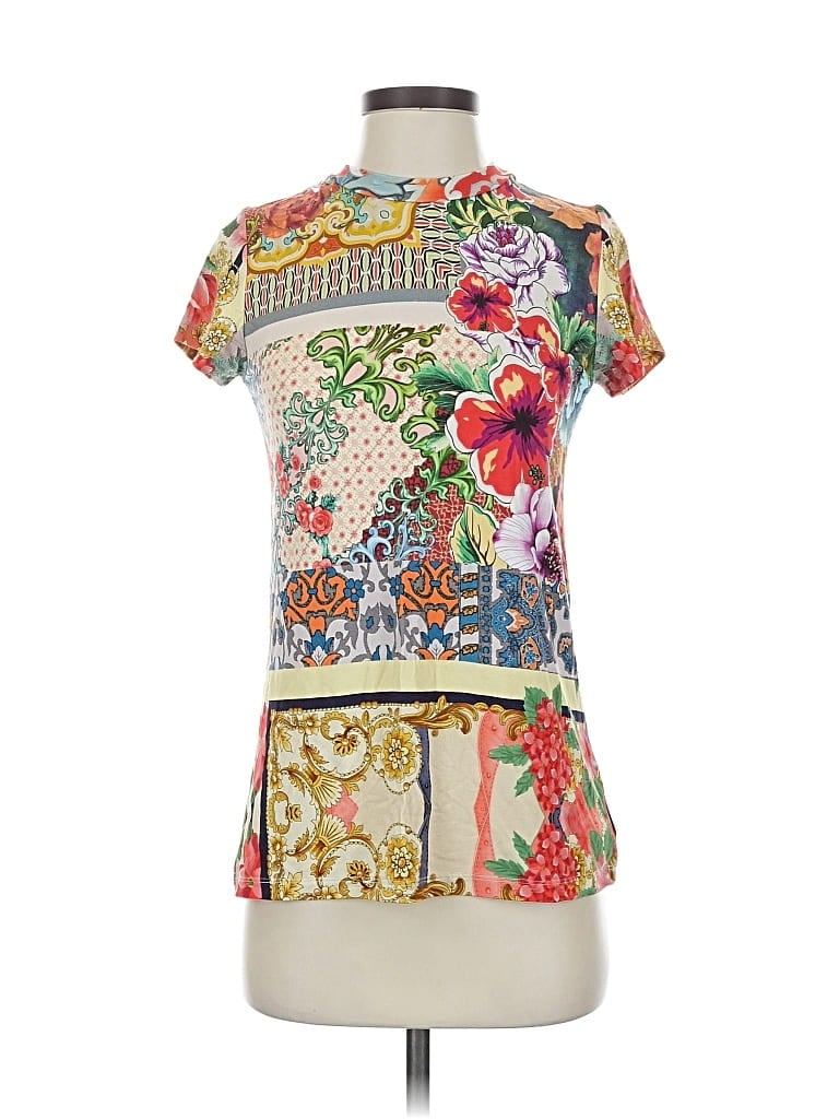 Pre-owned Johnny Was Short Sleeve Blouse In White