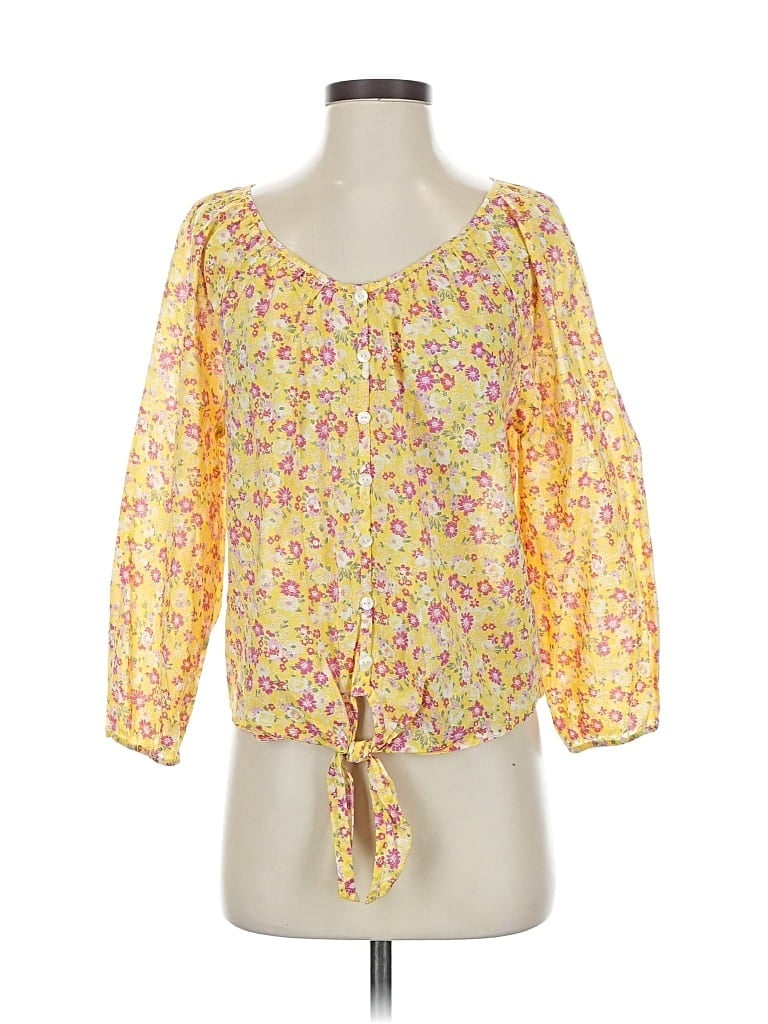 Pre-owned Land' N Sea 3/4 Sleeve Blouse In Yellow