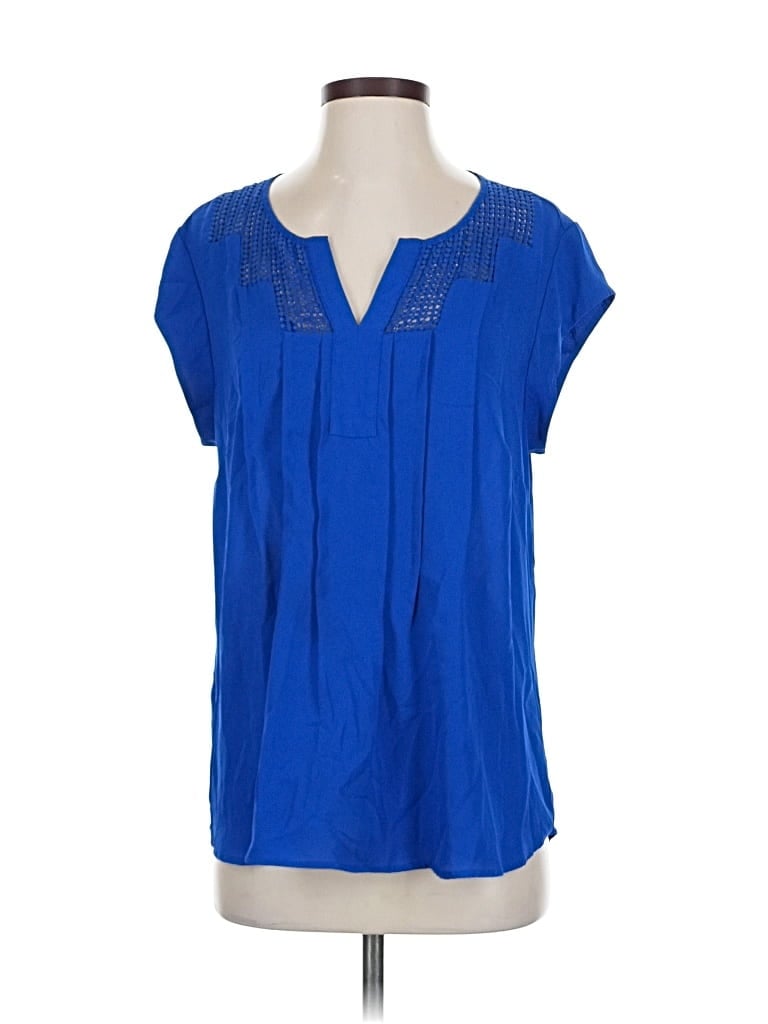 Pre-owned Daniel Rainn Short Sleeve Blouse In Blue