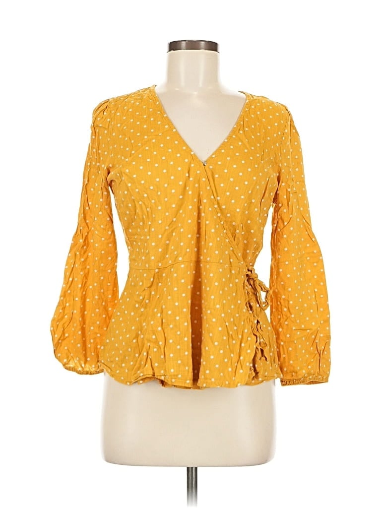 Pre-owned Old Navy 3/4 Sleeve Blouse In Yellow