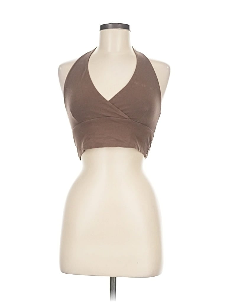 Pre-owned Subdued Tank Top Brown Halter Neckline Tops
