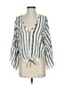 Assorted Brands Stripes Gray 3/4 Sleeve Blouse Size S - photo 1