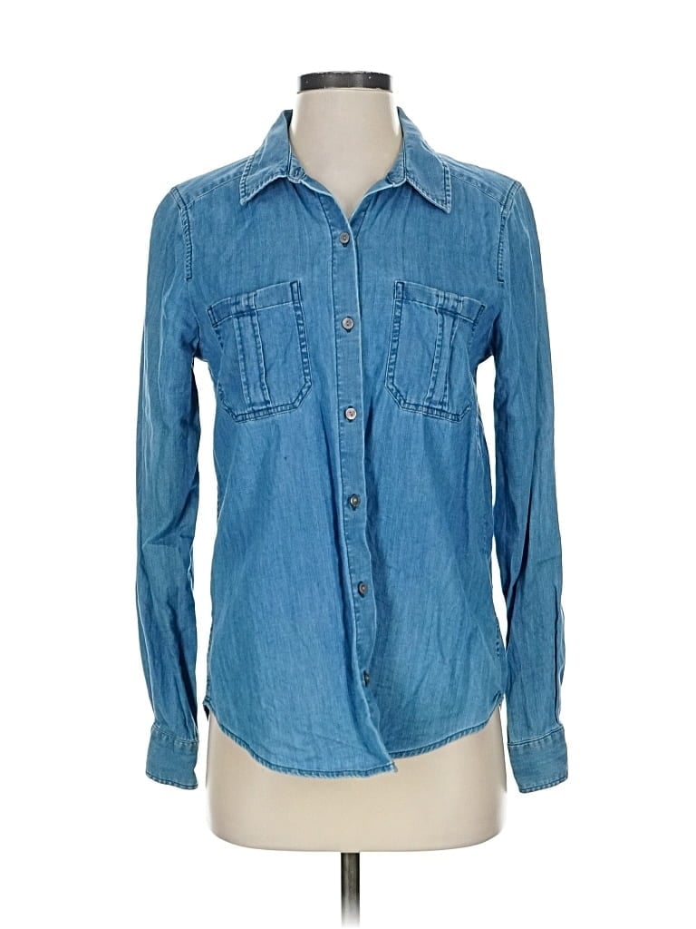 Pre-owned Express Long Sleeve Button Down Shirt In Blue