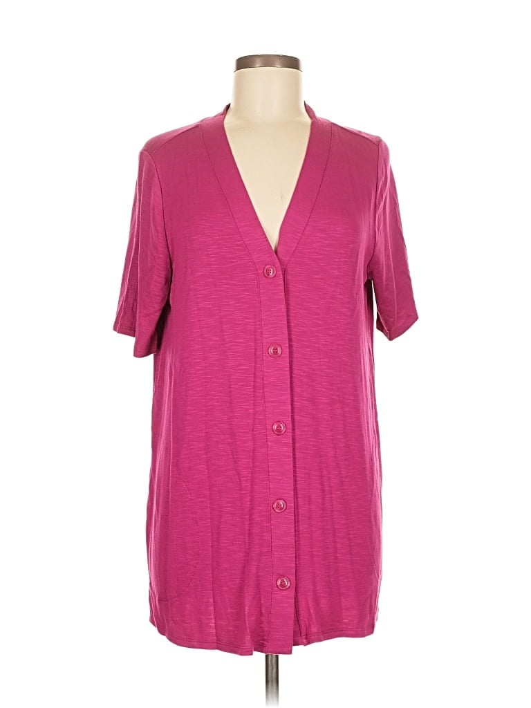 Pre-owned Susan Graver Short Sleeve Blouse In Pink